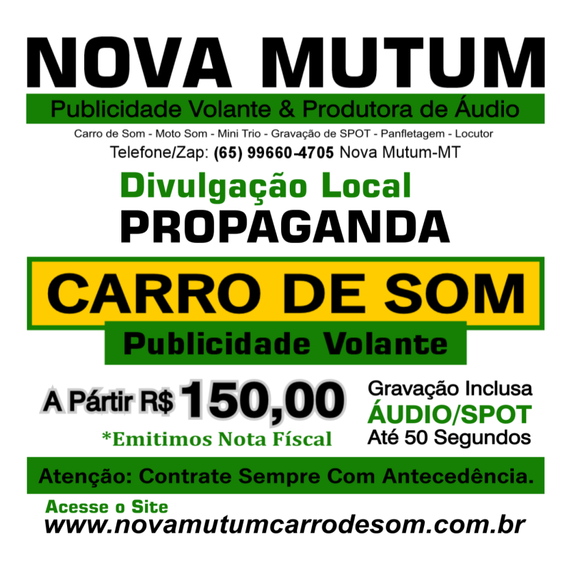 ZAP (65) 99660-4705 - Carro de Som Volante em Nova Mutum/MT (65) 99660-4705 - A Párrtir R$ 150,00 -Nova Mutum/MT - CARRO DE SOM EM NOVA MUTUM MT (65) 99660-4705 Publicidade Volante em Nova Mutum MT - CARRO DE SOM NOVA MUTUM A PARTIR R$ 150,00 ZAP +55 (65) 99660-4705 Nova Mutum-MT